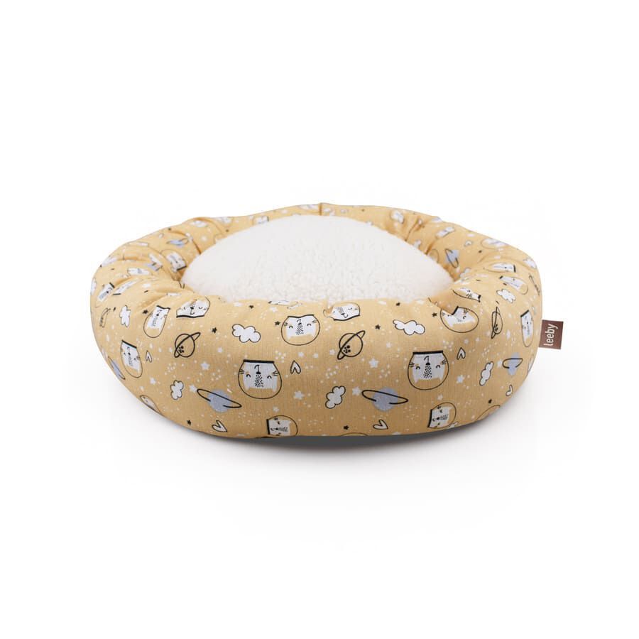 Leeby Cama Donut Antideslizante Estampado Comic Amarillo para gatos, , large indicador imagen numero 1