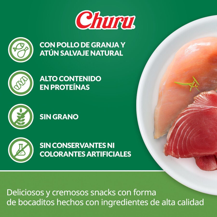 8 sobres x 12 g Churu Bocaditos Bites de Pollo con At&uacute;n para perros, , large Imagen numero 2