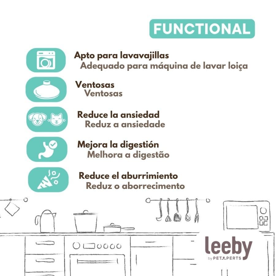 Leeby Comedero Antivoracidad Verde para perros y gatos, , large Imagen numero 5