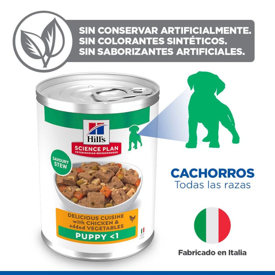 363 g Hill's Science Plan Puppy Estofado con pollo y verduras lata para perros, , large indicador imagen numero 3