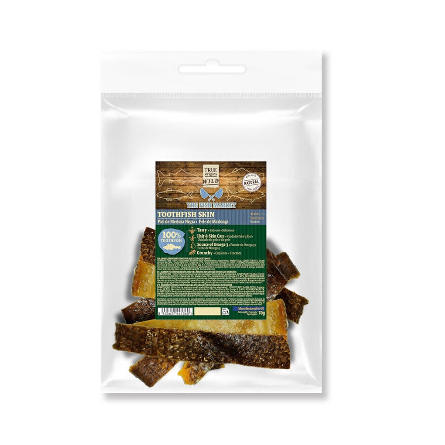70 g. True Origins Piel Merluza Negra Snack para perros, , large indicador imagen numero 2