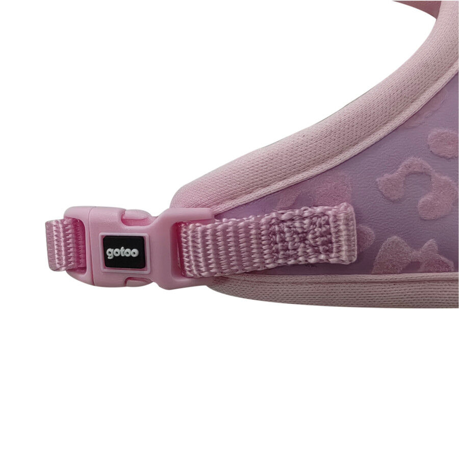 Gotoo Correa y arn&eacute;s estampado animal rosa para gatos, , large indicador imagen numero 4