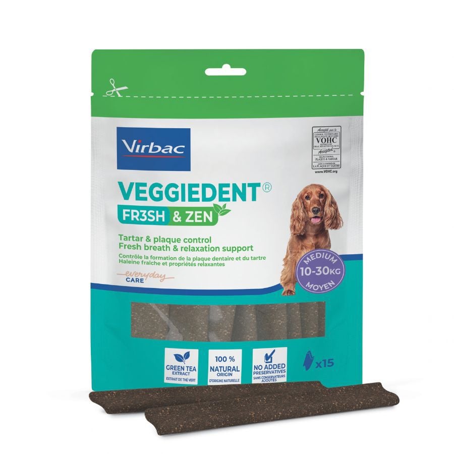15 barritas Virbac L&aacute;minas Veggiedent Zen M para perros, , large Imagen numero 1