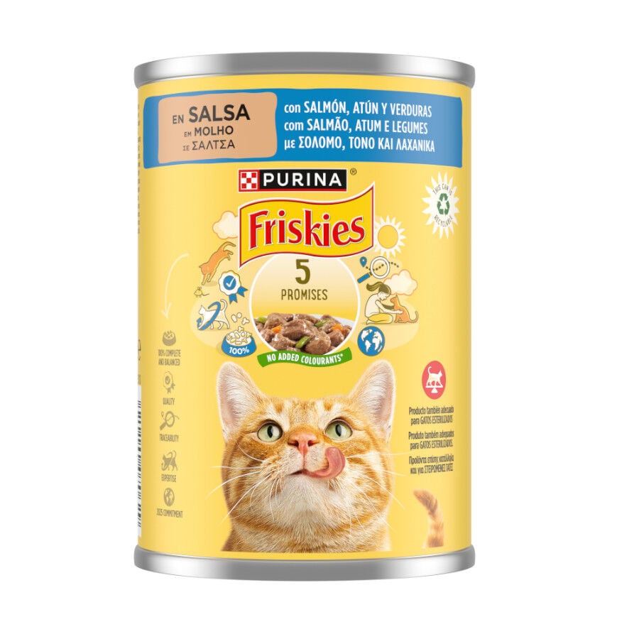 400 g Friskies Adult Salm&oacute;n y At&uacute;n en Salsa lata para gatos, , large Imagen numero 1