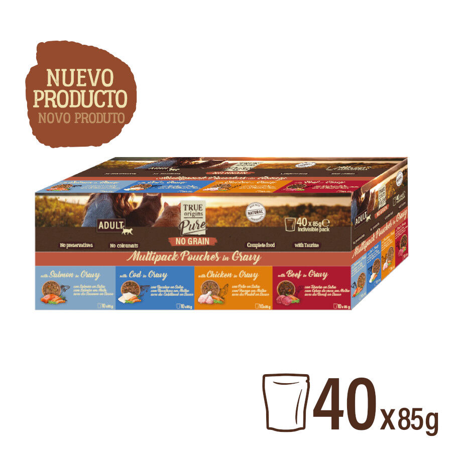 40 sobres x 85 g True Origins Pure Carne y Pescado Sobre para gatos &ndash; Multipack, , large indicador imagen numero 6