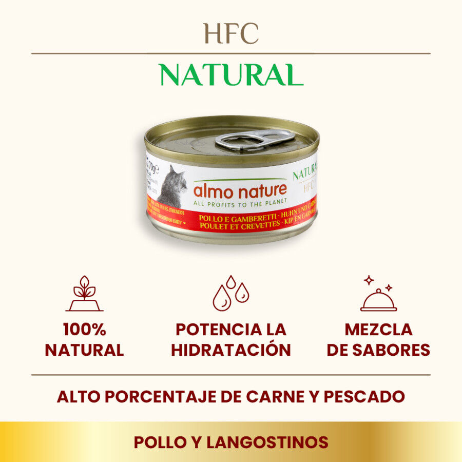 70 g Almo Nature HFC pollo y gambas lata para gatos , , large Imagen numero 2