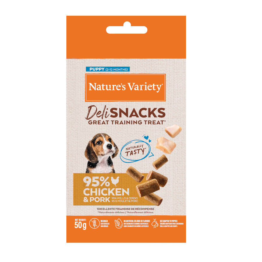 Nature's Variety Bocaditos Deli Snacks Puppy Pollo y Cerdo para perros