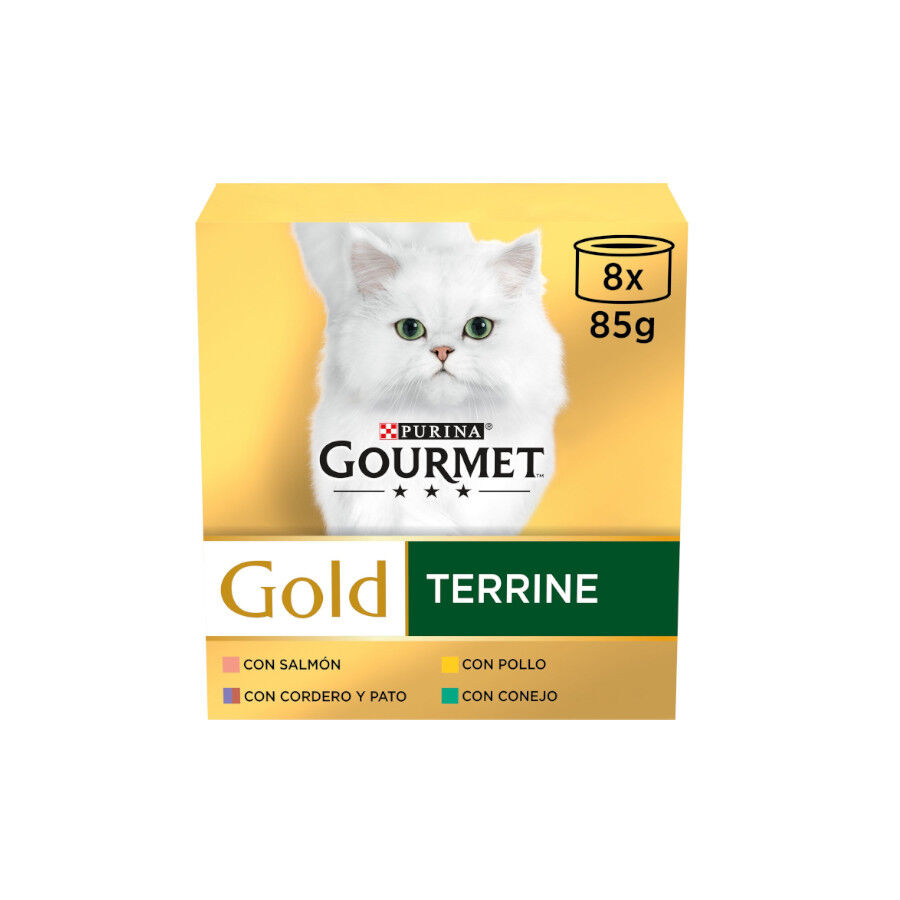8 latas x 85 g Gourmet Gold Terrine de Carnes lata para gatos, , large indicador imagen numero 1