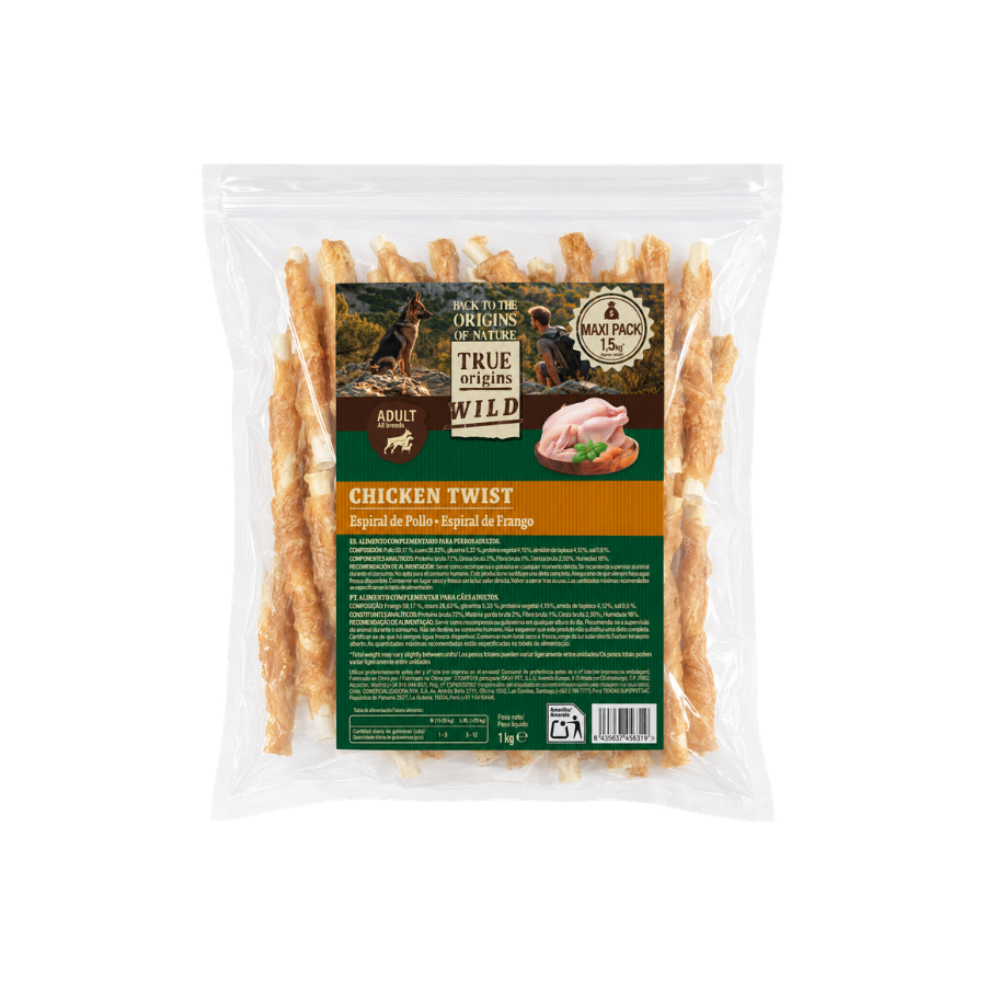 True Origins Wild Espiral de Pollo Snack para perros
