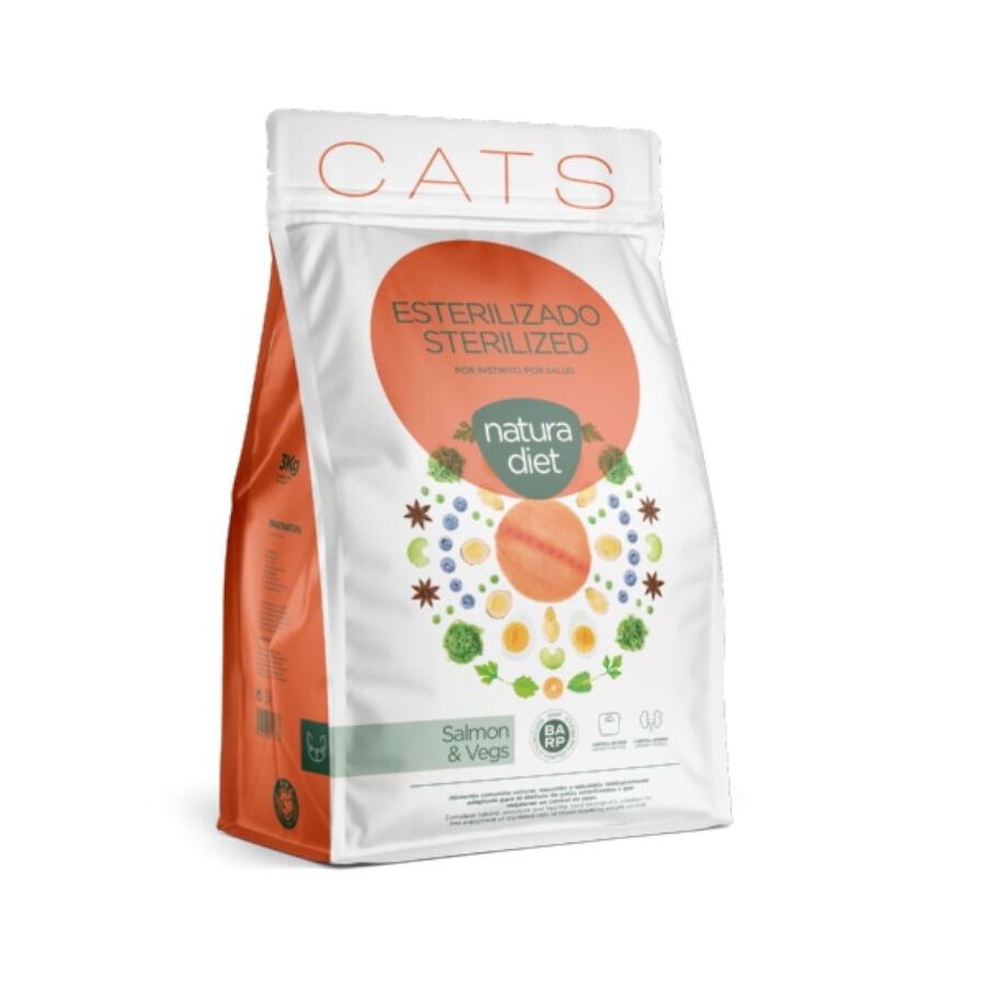3 kg Natura Diet Sterilized Salm&oacute;n y Vegetales pienso para gatos, , large Imagen numero 1