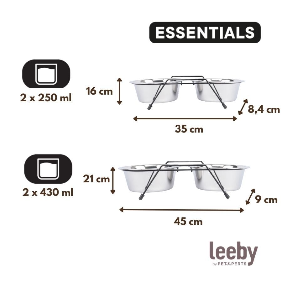 Leeby Comedero Doble de Acero Inoxidable con Soporte para perros y gatos, , large Imagen numero 5