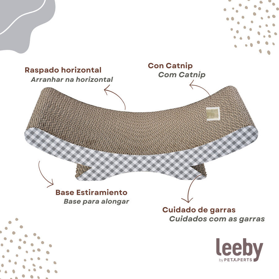 Leeby Remy Rocker rascador de cart&oacute;n horizontal con estampado vichy para gatos, , large indicador imagen numero 4