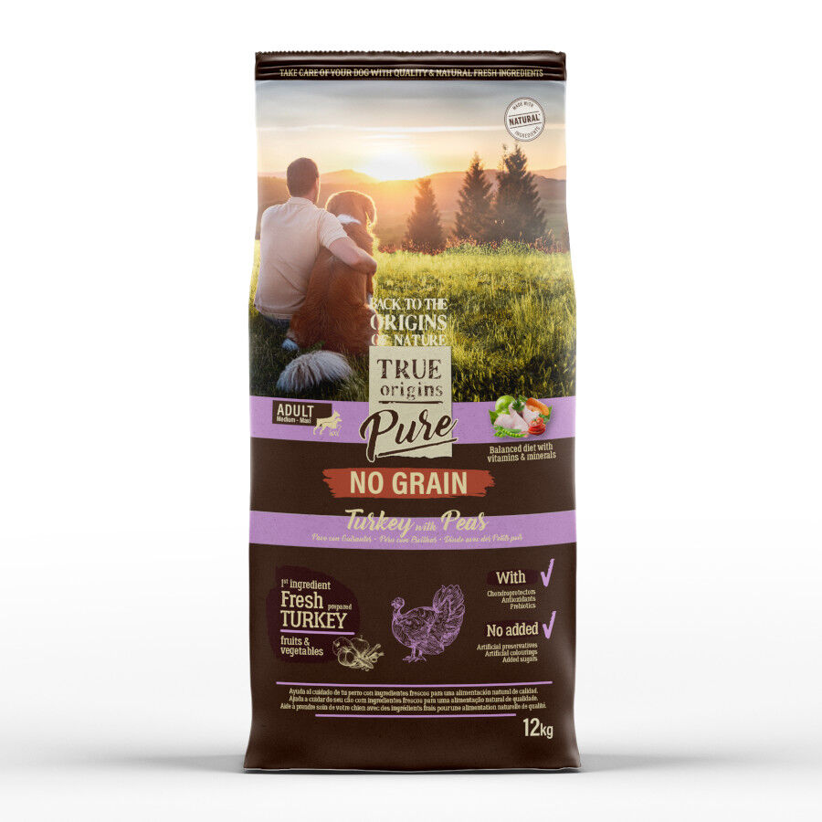 12 kg True Origins Pure Grain Free Adult Pavo pienso para perros, , large indicador imagen numero 1