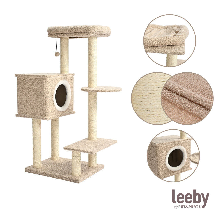 Leeby Boucle Collection &aacute;rbol rascador con cama nido y juguete para gatos, , large indicador imagen numero 7