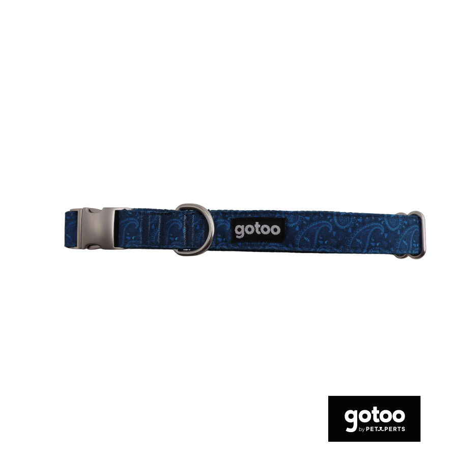 Gotoo Collar estampado cachemira cl&aacute;sica azul para perros, , large Imagen numero 2