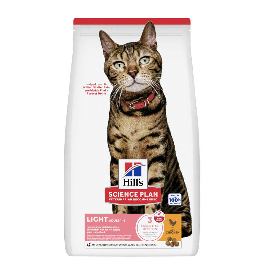 10 kg Hill's Science Plan Light Adult Pollo pienso para gatos, , large Imagen numero 1