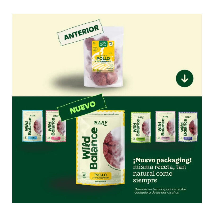 1 kg Wild Balance Men&uacute; Barf pollo y verduras comida congelada para perros, , large Imagen numero 2