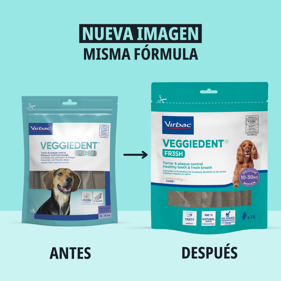 15 barritas Virbac Snacks Dentales Veggiedent Fresh para perros de raza mediana, , large indicador imagen numero 3