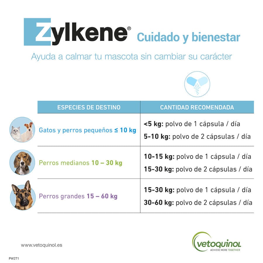Vetoquinol Zylkene suplemento natural calmante en c&aacute;psulas para perros y gatos, , large indicador imagen numero 5