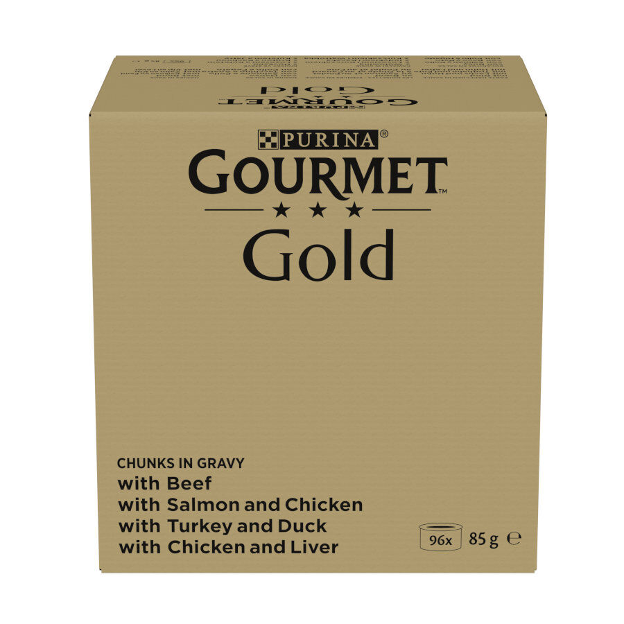 96 latas x 85 g Gourmet Gold Bocaditos en salsa latas para gatos, , large indicador imagen numero 1