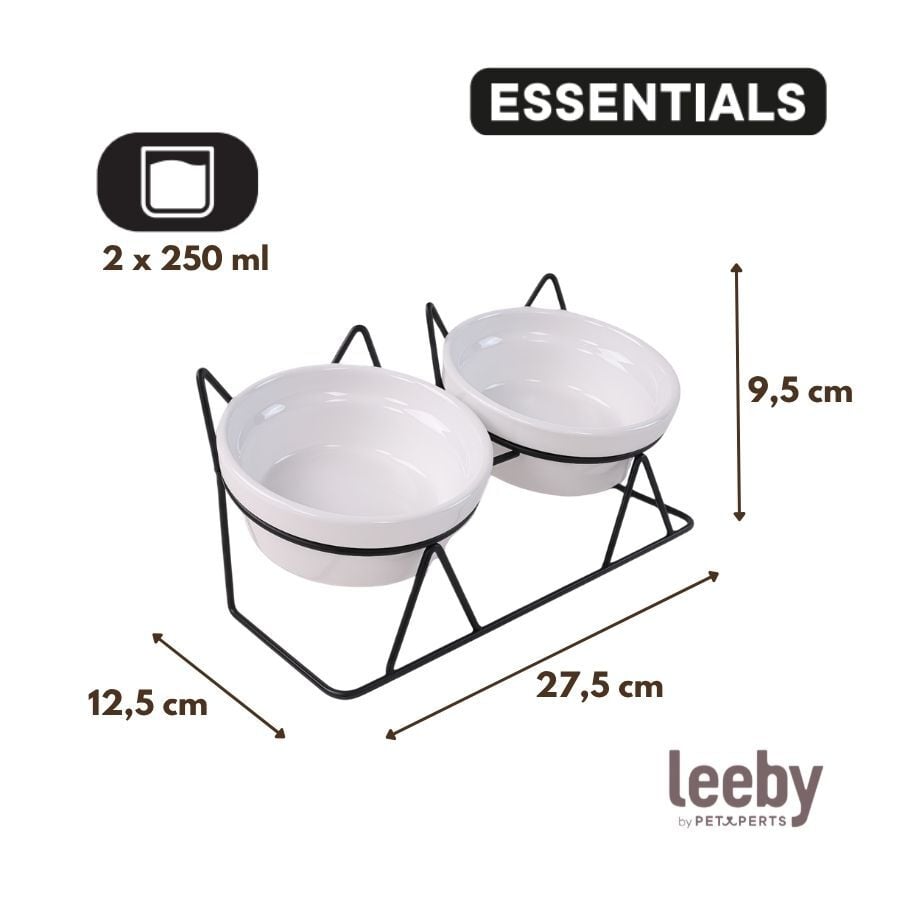 Leeby Comedero Doble de Cer&aacute;mica Blanco para gatos, , large indicador imagen numero 4