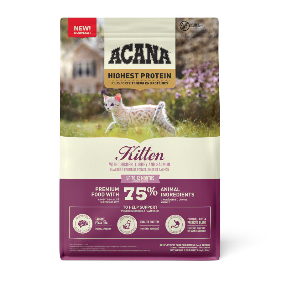 Acana Highest Protein Pollo Pavo y Salm&oacute;n pienso para gatitos
