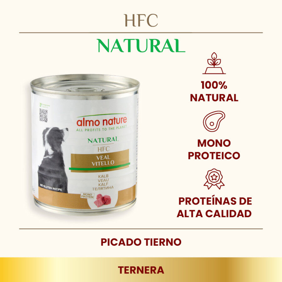 280 g Almo Nature HFC Ternera lata para perros, , large indicador imagen numero 2