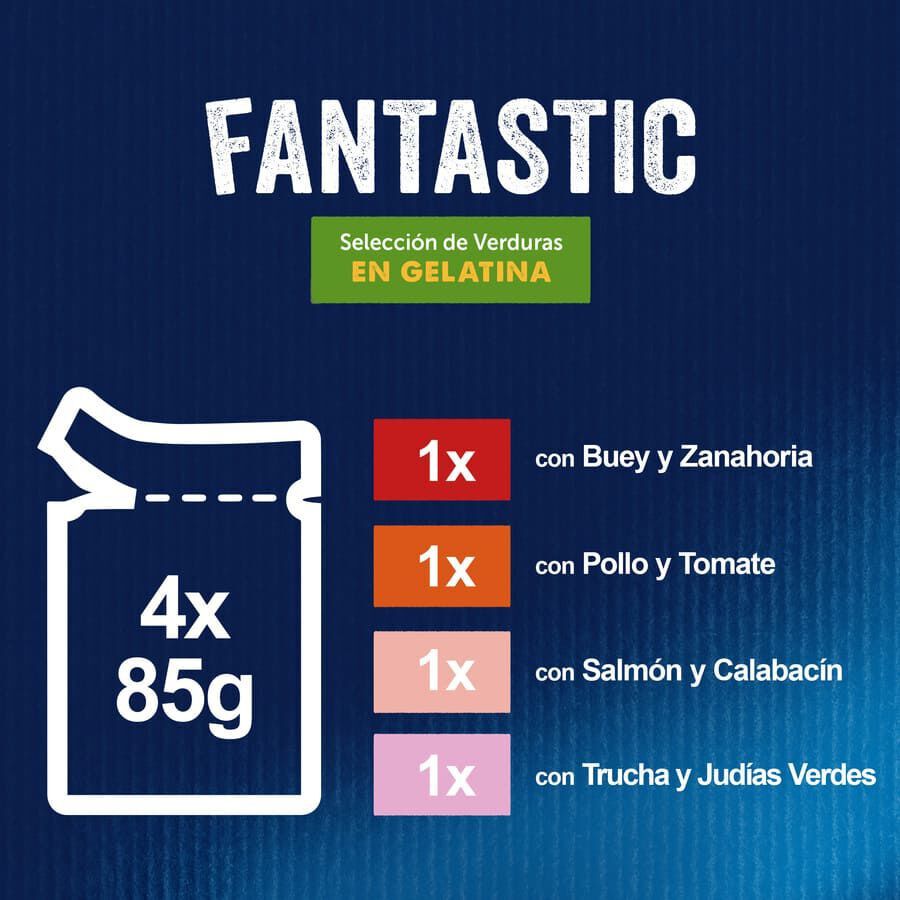 4 sobres x 85 g Felix Fantastic Selecci&oacute;n de Verduras sobres en gelatina para gatos, , large Imagen numero 4