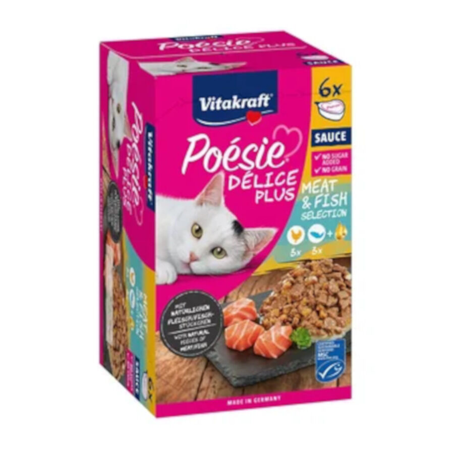 Vitakraft Po&eacute;sie Delice plus Pollo y Salm&oacute;n Tarrina en Salsa para gatos