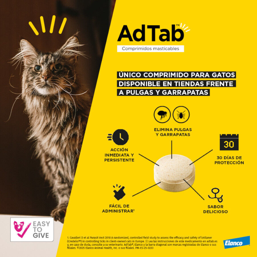AdTab Comprimidos Masticables Antiparasitarios para gatos, , large Imagen numero 2