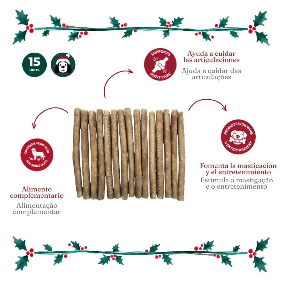 1 pack x 15 uds. Wonder Christmas Palitos Col&aacute;geno con Cordero Snacks para perros, , large indicador imagen numero 3