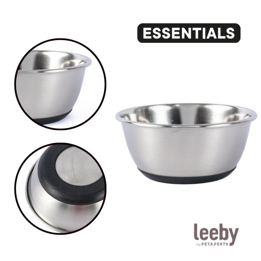 Leeby Comedero Acero Inoxidable con Base Goma para perros y gatos, , large indicador imagen numero 3