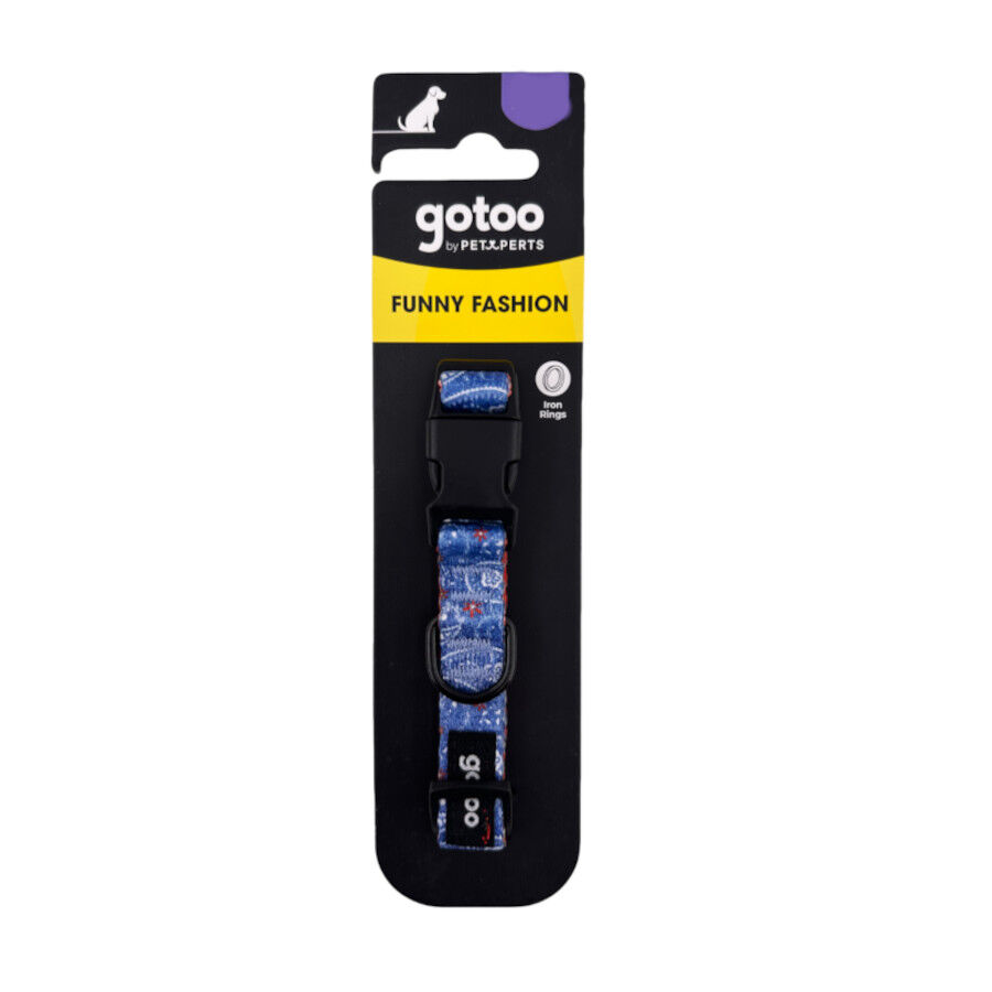 Gotoo Collar estampado cachemira azul para perros, , large indicador imagen numero 5