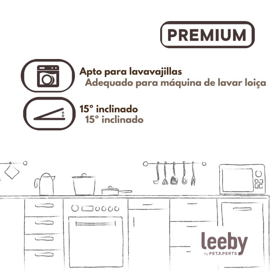 Leeby Comedero Elevado Inclinado de Cer&aacute;mica Blanco para gatos, , large indicador imagen numero 5