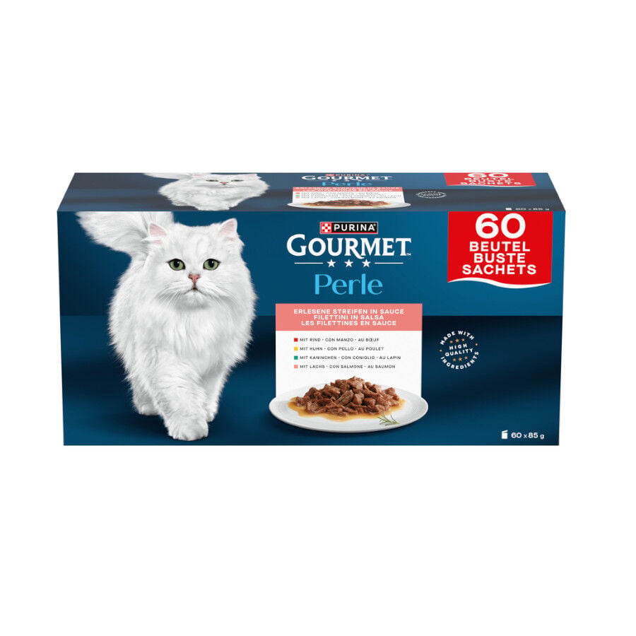 60 uds. de 85 g Gourmet Perle Finas L&aacute;minas en salsa sobres para gatos, , large indicador imagen numero 1