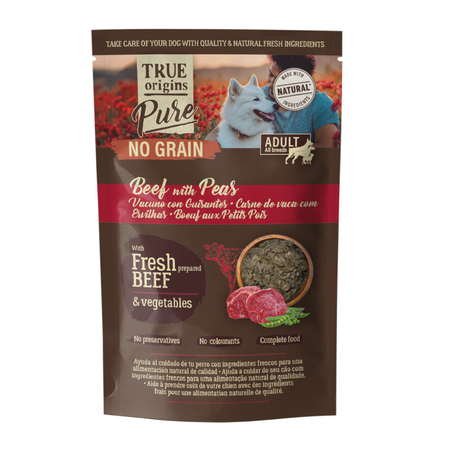 150 g True Origins Pure Vacuno con Guisantes sobre para Perros, , large indicador imagen numero 1