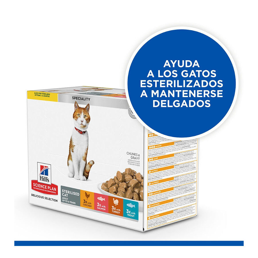 12 sobres x 85 g Hill's Science Plan Sterilised Carne y Pescado sobre para gatos , , large Imagen numero 2