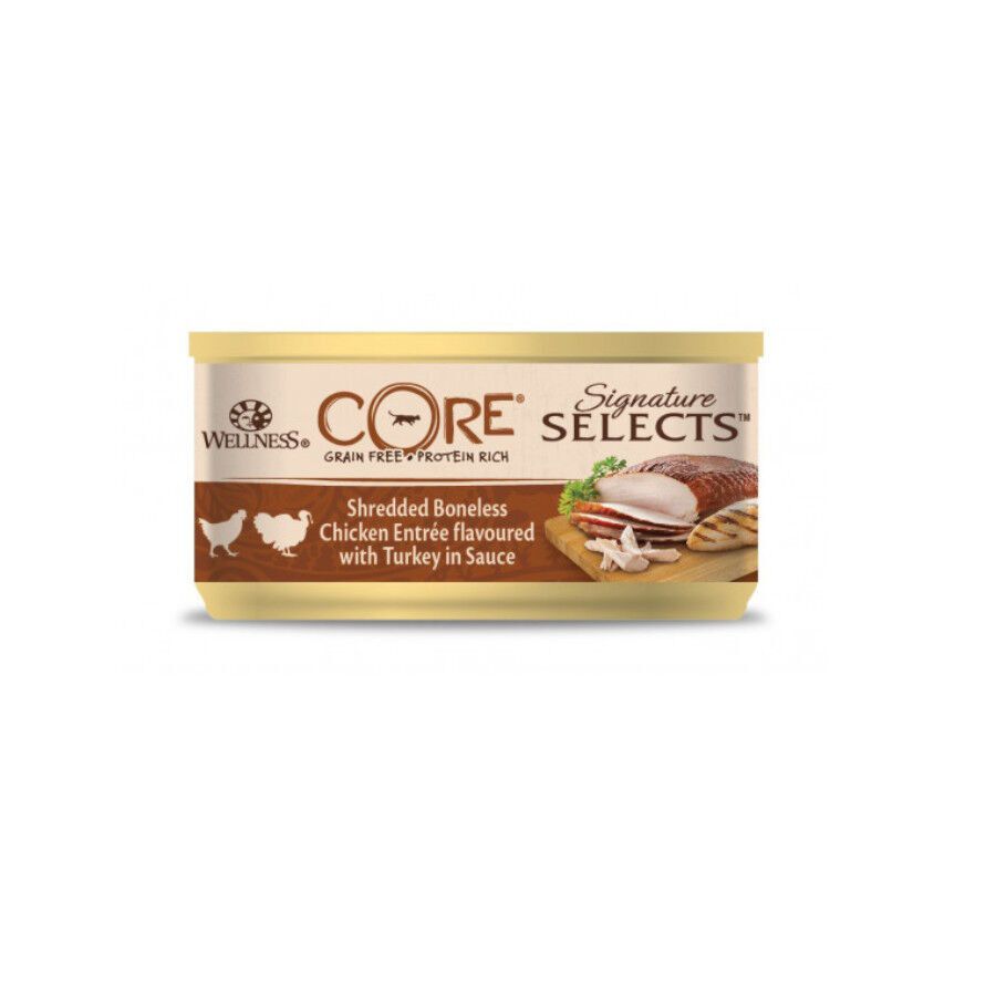 79 g Wellness Core Shredded pollo y pavo lata para gatos, , large indicador imagen numero 2