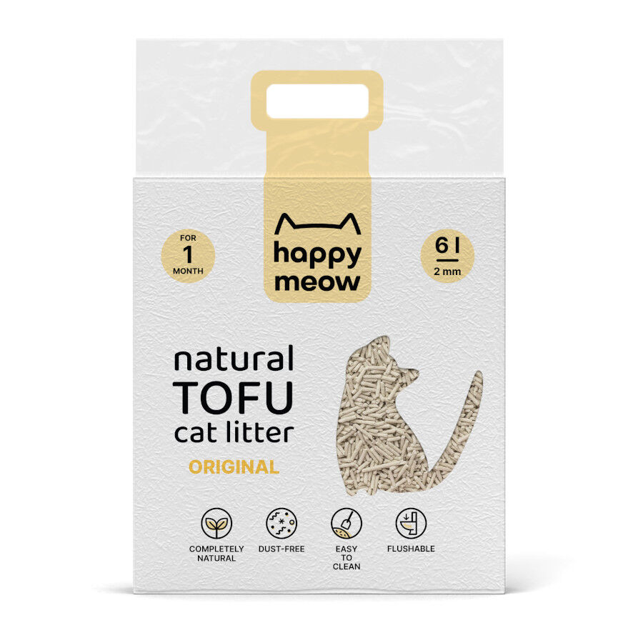 6 L Happy Meow Natural Tofu Aglomerantre Original para gatos, , large indicador imagen numero 1