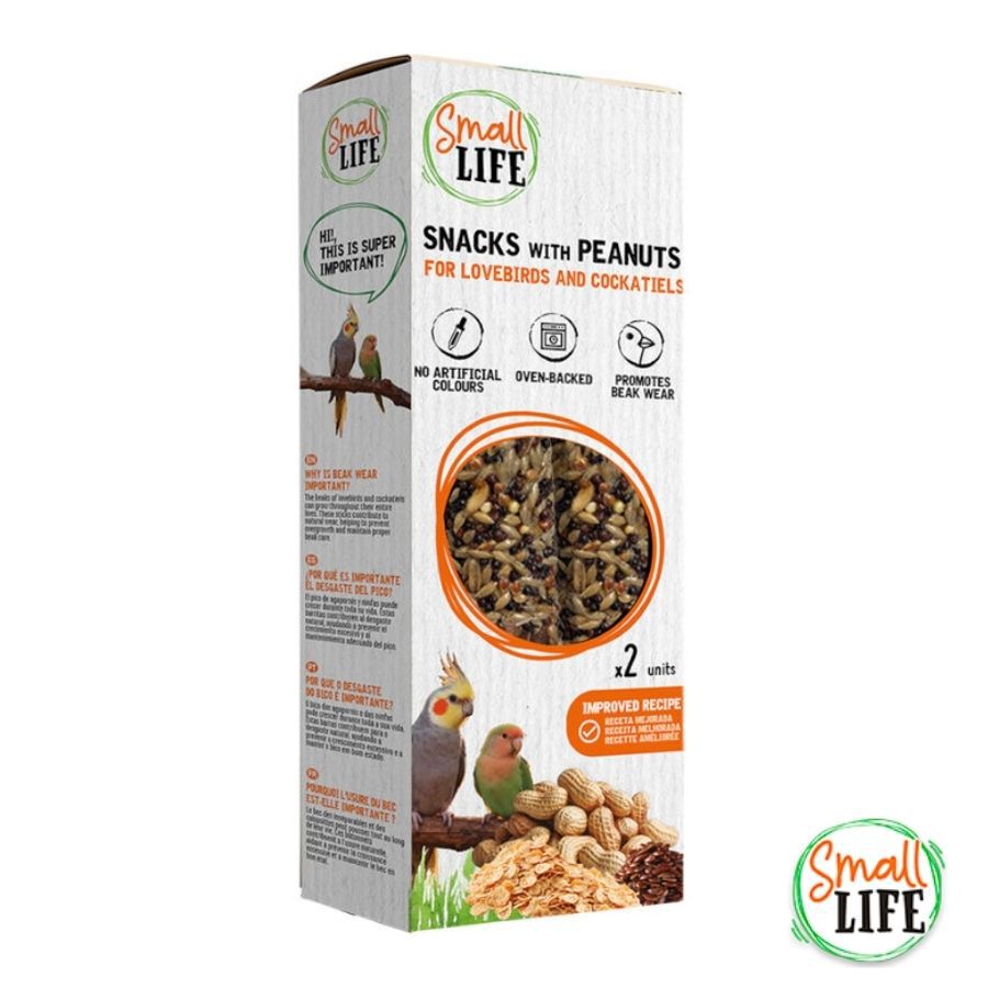Small Life Barritas Snack con cacahuetes para agapornis y ninfas