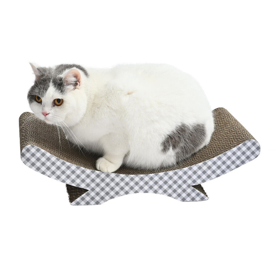 Leeby Remy Rocker rascador de cart&oacute;n horizontal con estampado vichy para gatos, , large indicador imagen numero 9