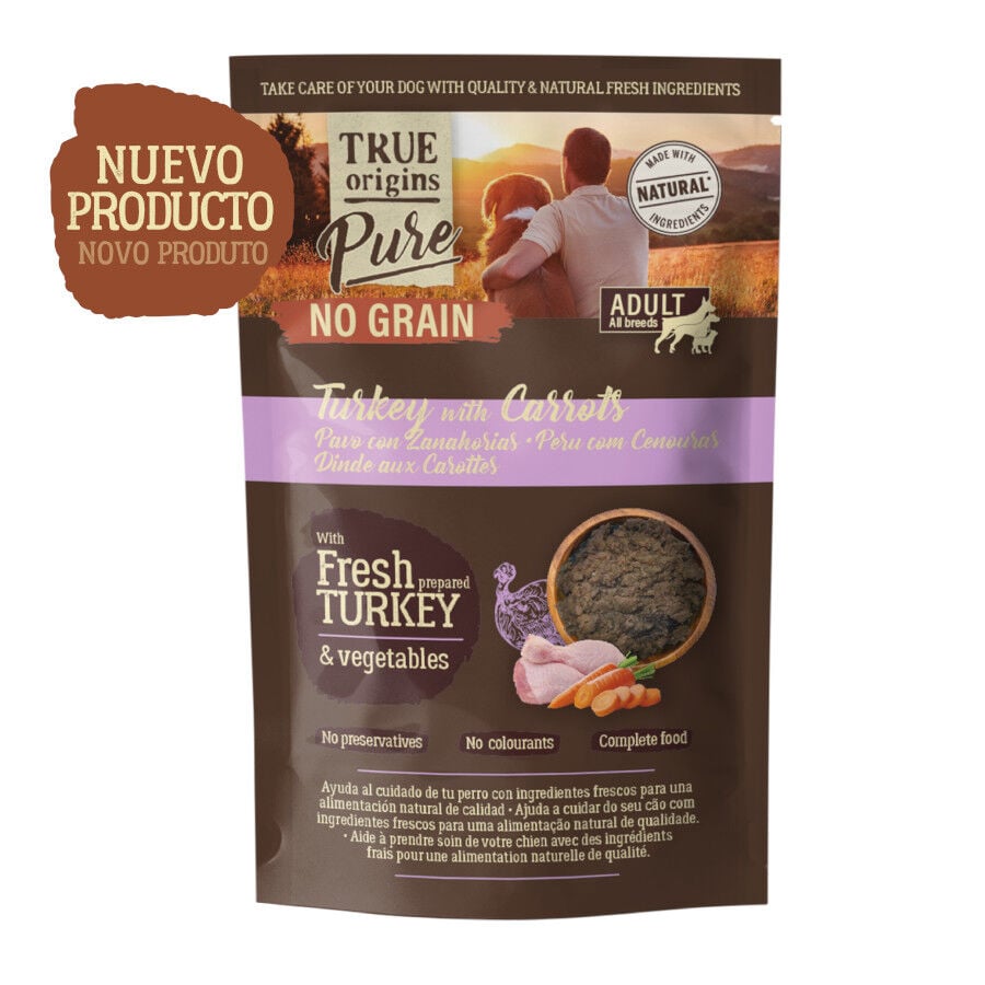 True Origins Pure Pavo con Zanahorias sobre para Perros