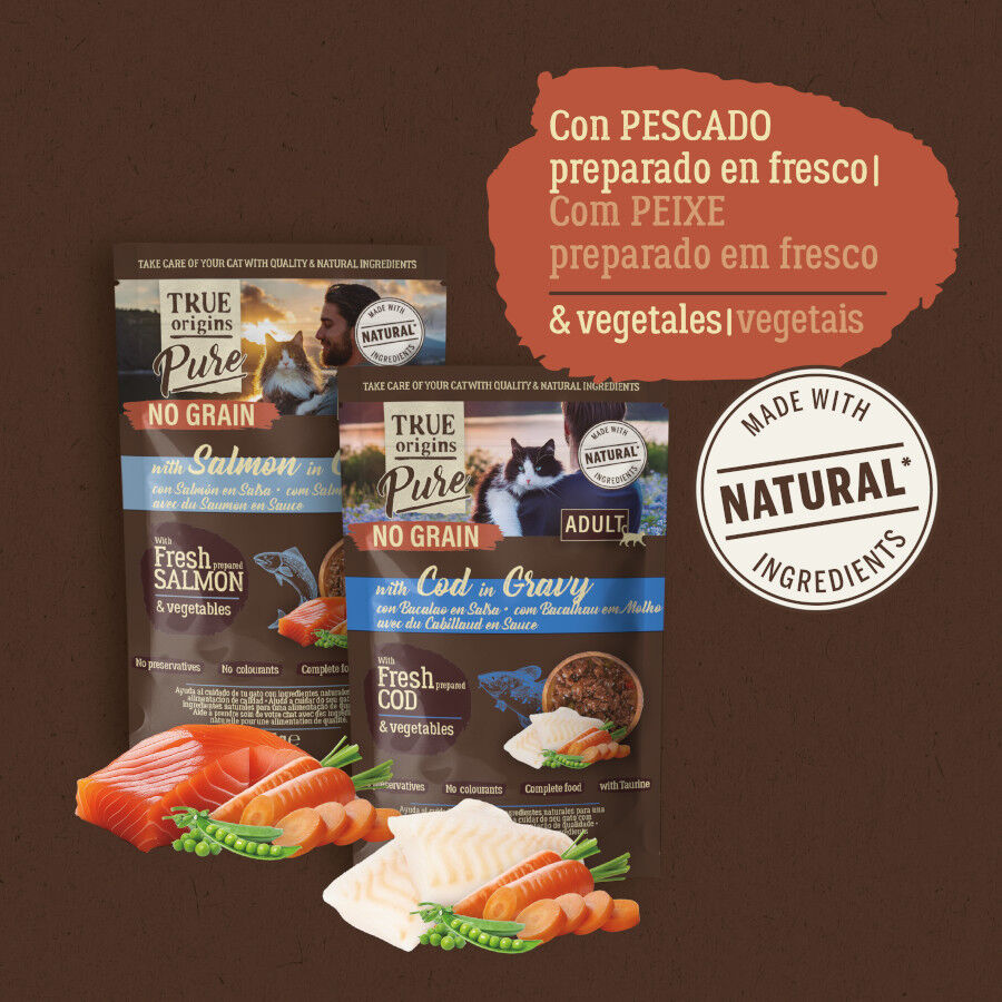 4 sobres x 85 g True Origins Pure Pescado en Salsa Sobres para gatos - Multipack, , large indicador imagen numero 5