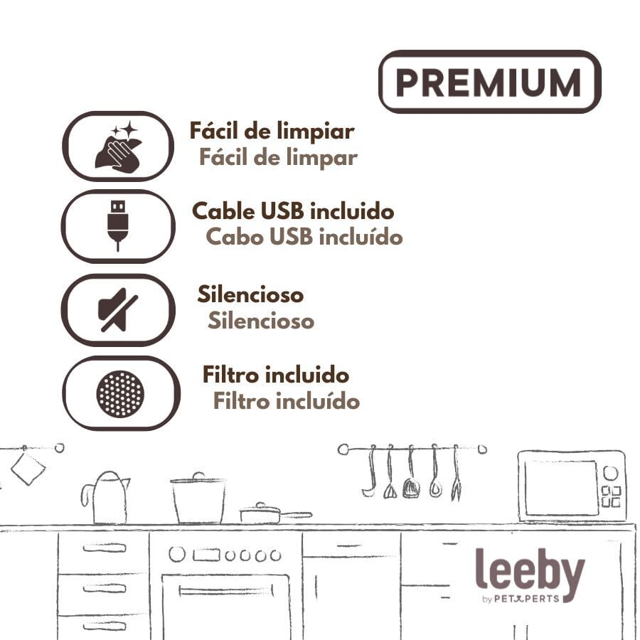 Leeby Fuente de Agua Acero Inoxidable para perros y gatos, , large Imagen numero 5