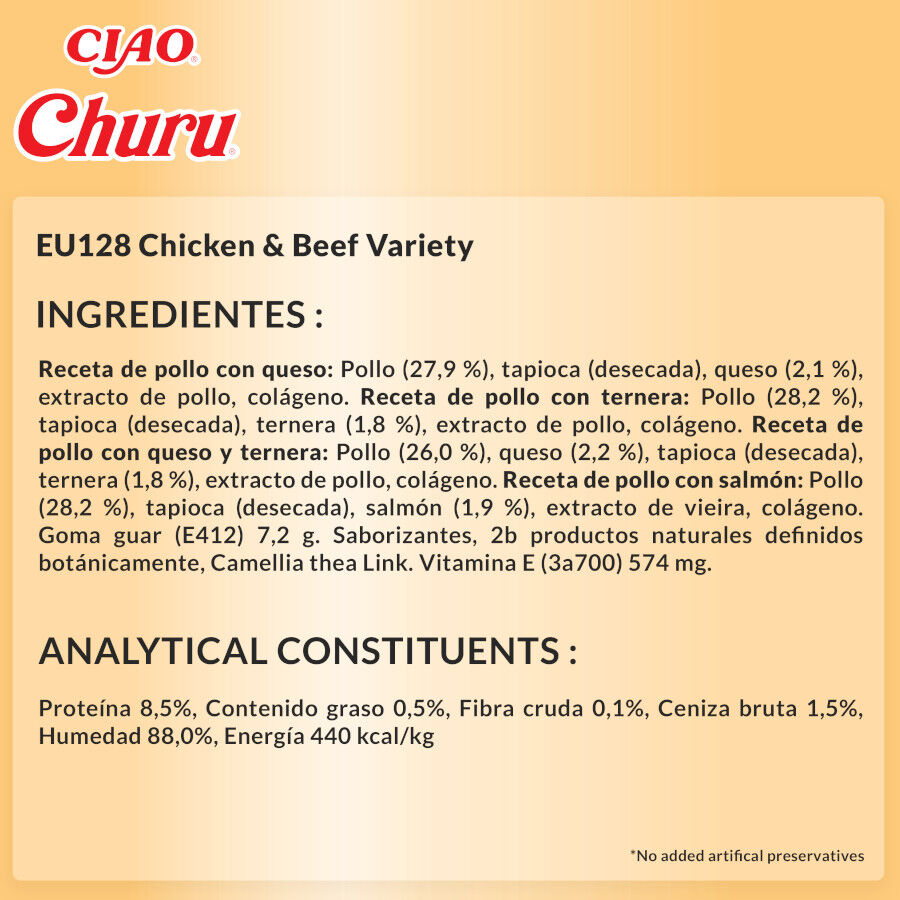 20 sobres x 14 g Churu Variedades de Pollo con Ternera Snack L&iacute;quido para gatos, , large indicador imagen numero 7