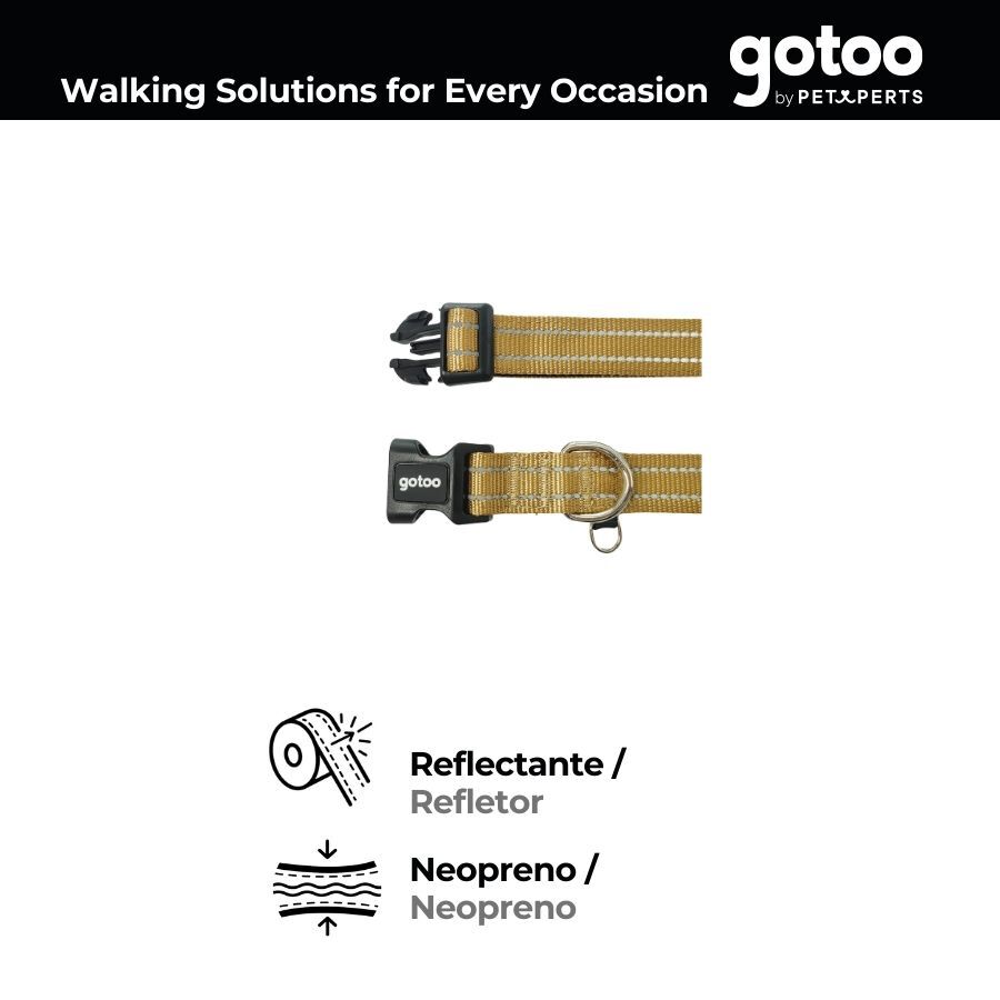 Gotoo Collar de nylon reflectante beige para perros, , large indicador imagen numero 4