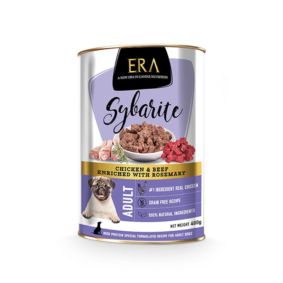 400 g ERA Sybarite Adulto Pollo, Ternera y Romero en pat&eacute; lata para perros, , large indicador imagen numero 1