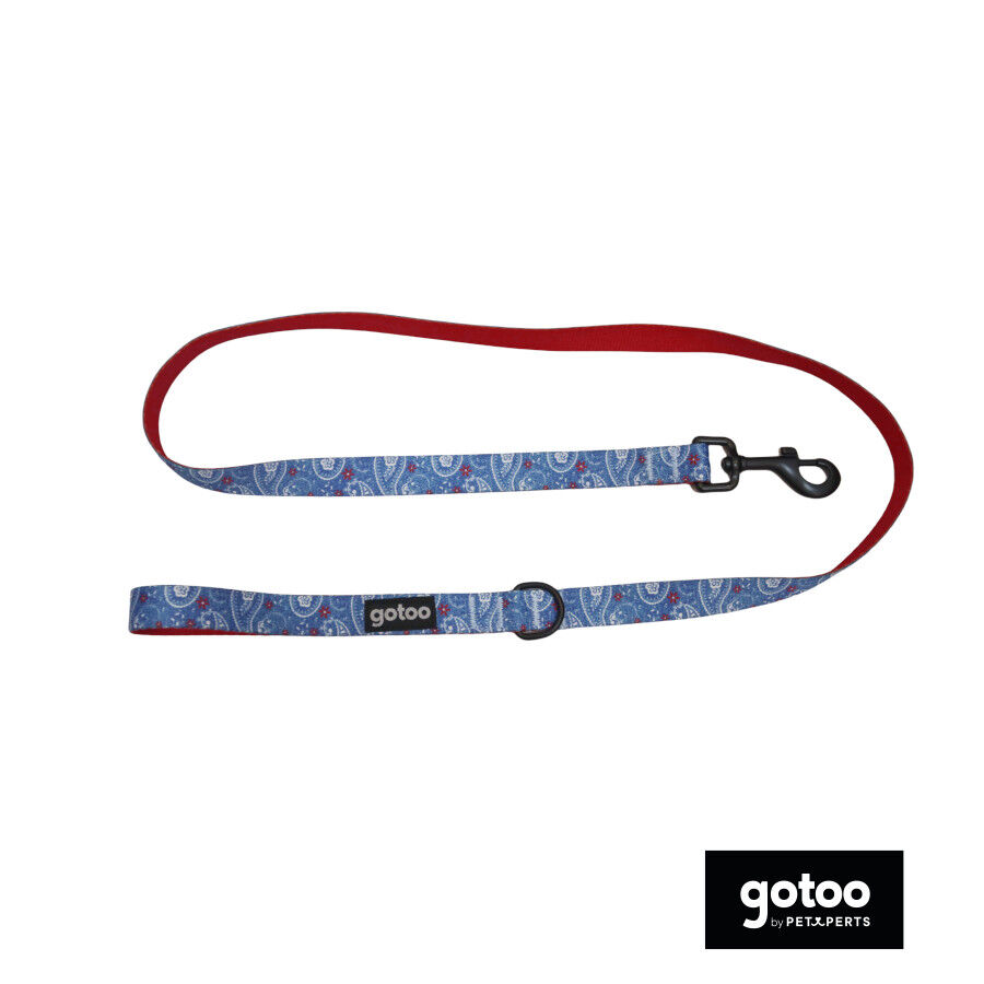 Gotoo Correa estampada cachemira azul para perros, , large indicador imagen numero 2