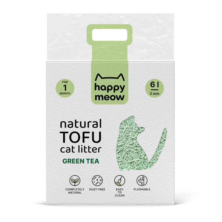 6 L Happy Meow Natural Tofu Aglomerante Te Verde para gatos, , large indicador imagen numero 1