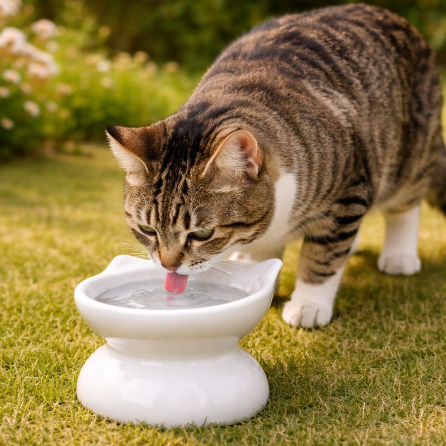 Leeby Comedero Elevado Inclinado de Cer&aacute;mica Blanco para gatos, , large indicador imagen numero 1